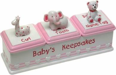 Pink Baby Keepsake First Tooth Curl Tooth Storage Box