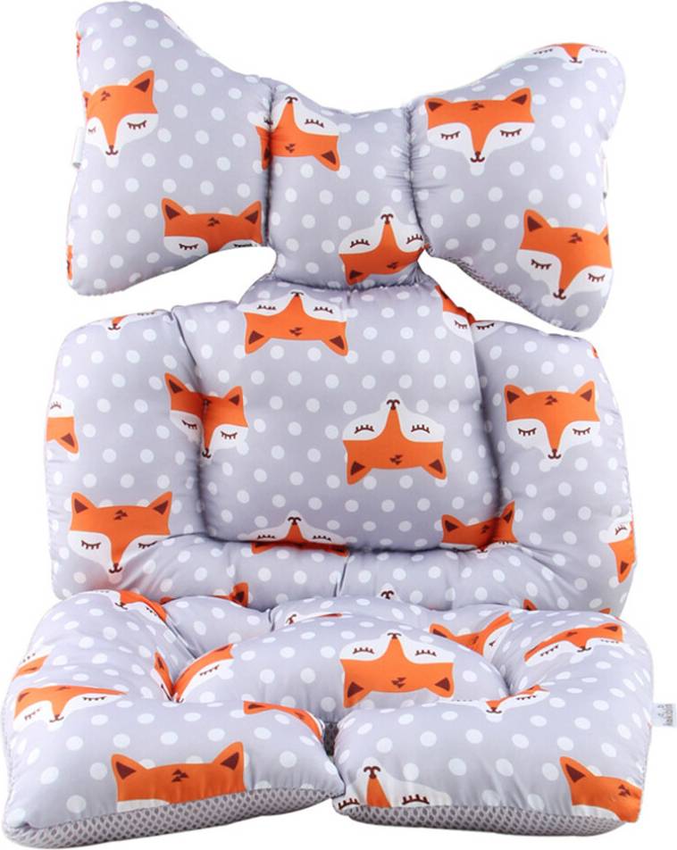 Stroller Cushion - Soft Breathable Mesh, Fox Pattern