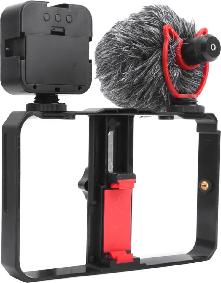 Mobile Phone Video Stabilizer Set 49 LED Light Microphone