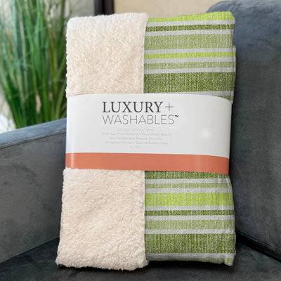 Addison Rugs Machine Washable Sherpa Throw Blanket Fern Striped Blankets