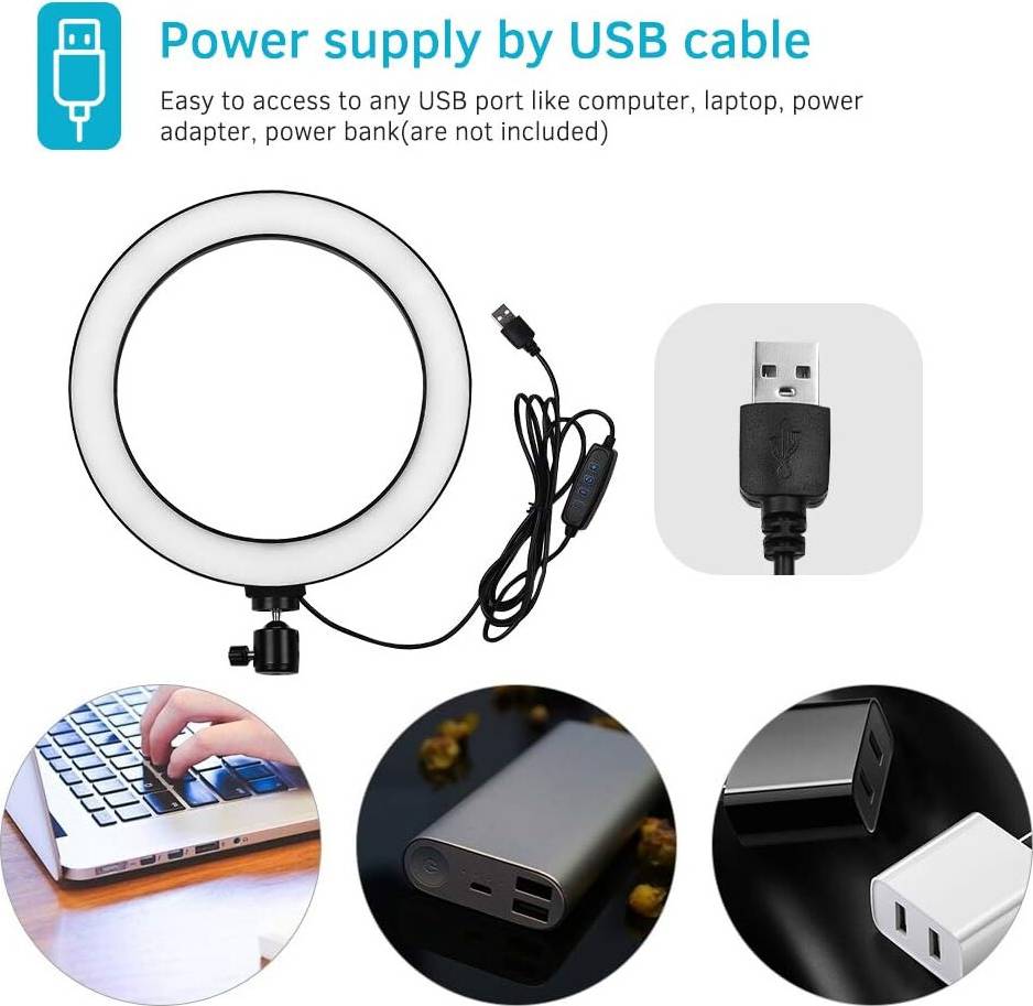Adjustable Brightness Ring Light 10 Inch