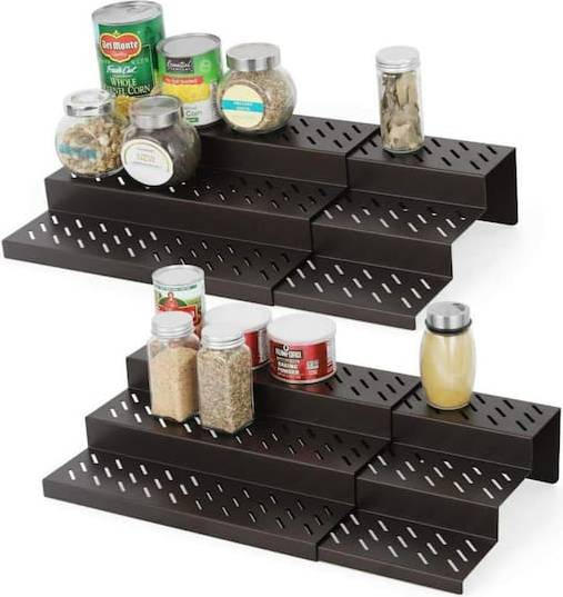 Nex Brown Adjustable 3-Tier Kitchen Storage Racks 2ct