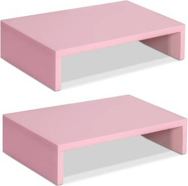 Monitor stand wood TEAMIX Pink Wood 2 Tier Monitor Stand Riser 2 Pack