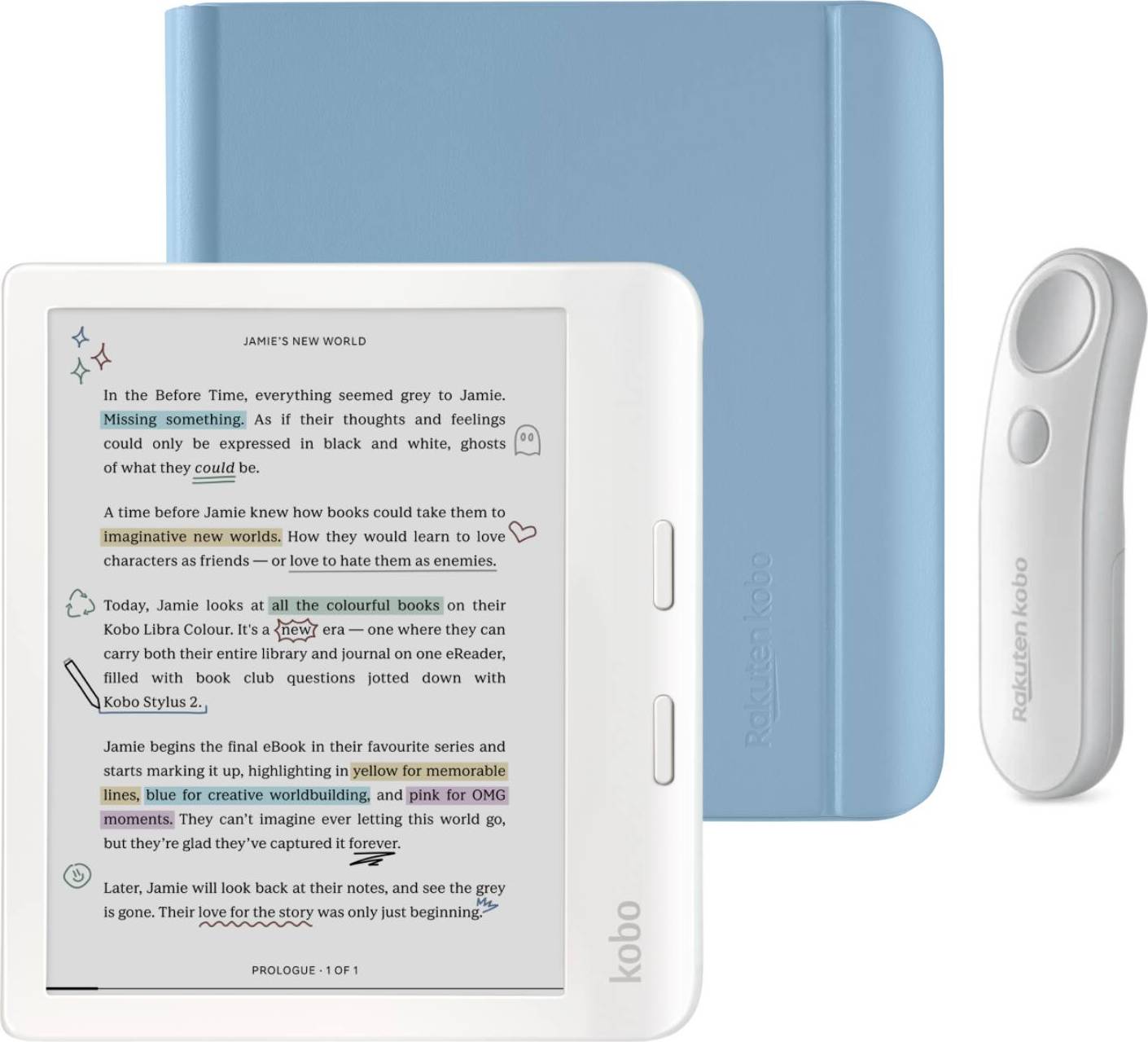 Kobo libra colour Kobo Libra Colour White eReader With White Remote Bundle