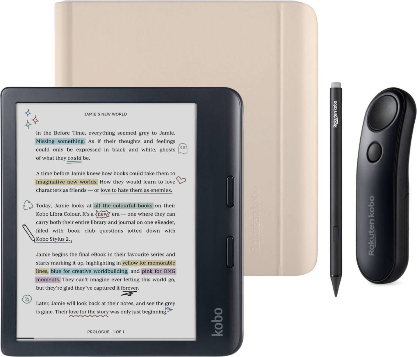 Kobo libra colour Kobo Libra Colour eReader Black Remote Stylus 2Gen Bundle