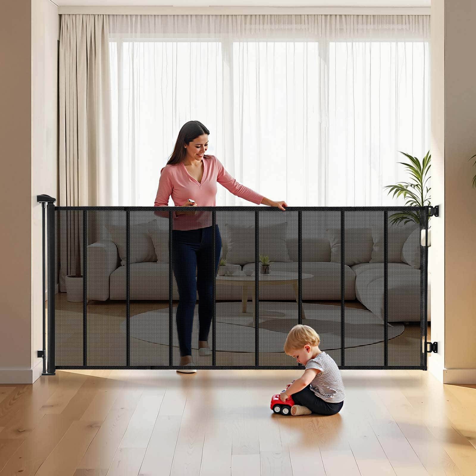 Retractable baby gate VEVOR Retractable Baby Gate Extends 163.3 Inch