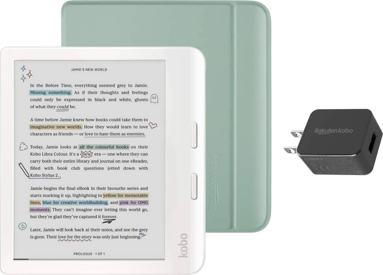 Kobo libra colour Kobo Libra Colour eReader White AC Bundle