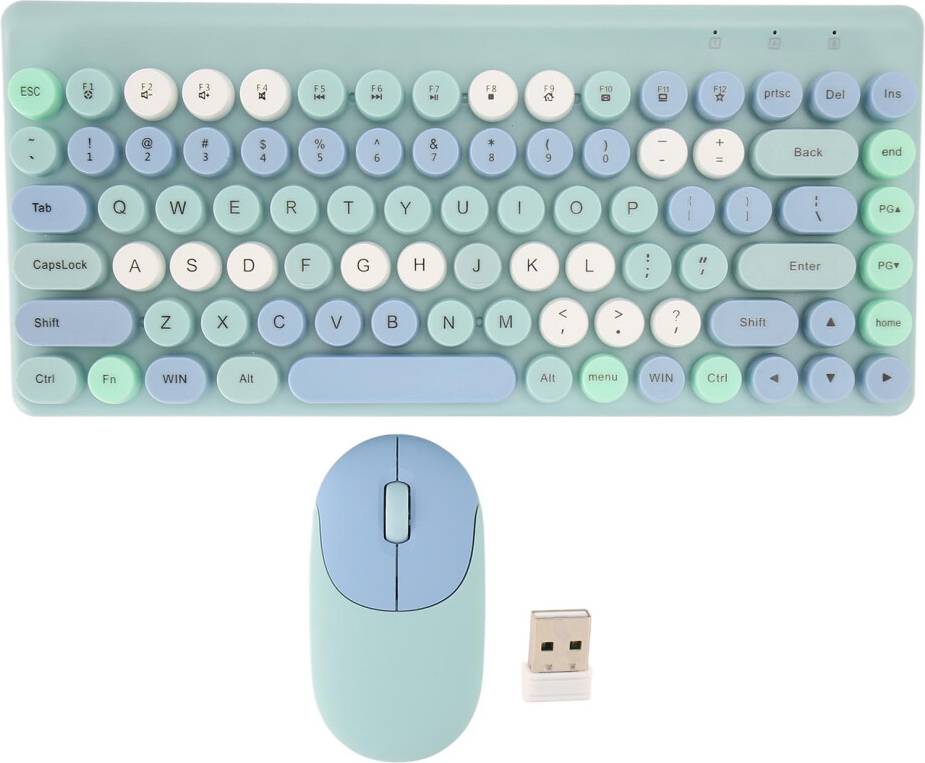 Wireless Keyboard Mouse Retro 86 Keys