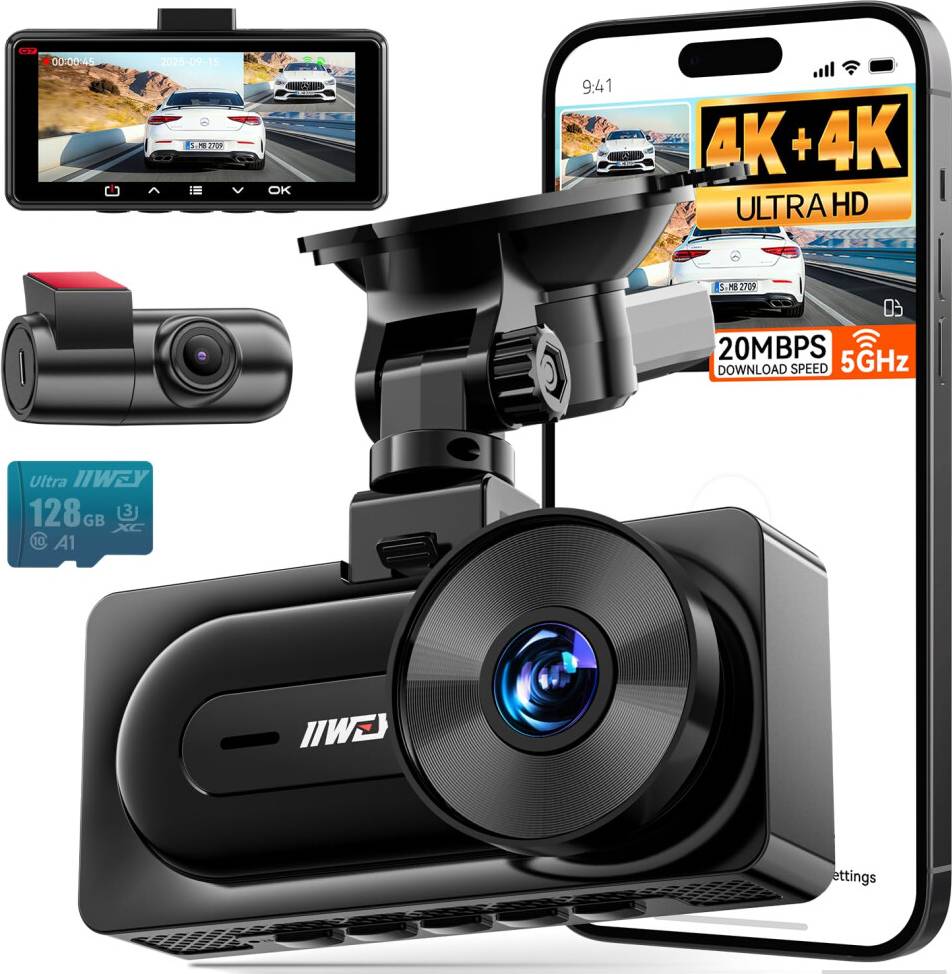IIWEY 4K Dash Cam Front Rear Dual Starvis