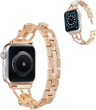 Apple Watch Rhinestone Watch Strap - Rose Gold White