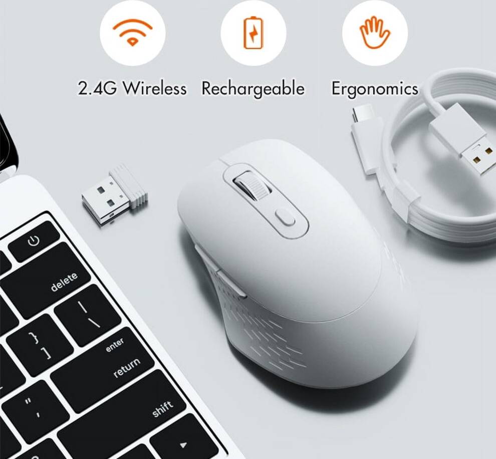 Mouse Wireless Ergonomico Ricaricabile Portatile
