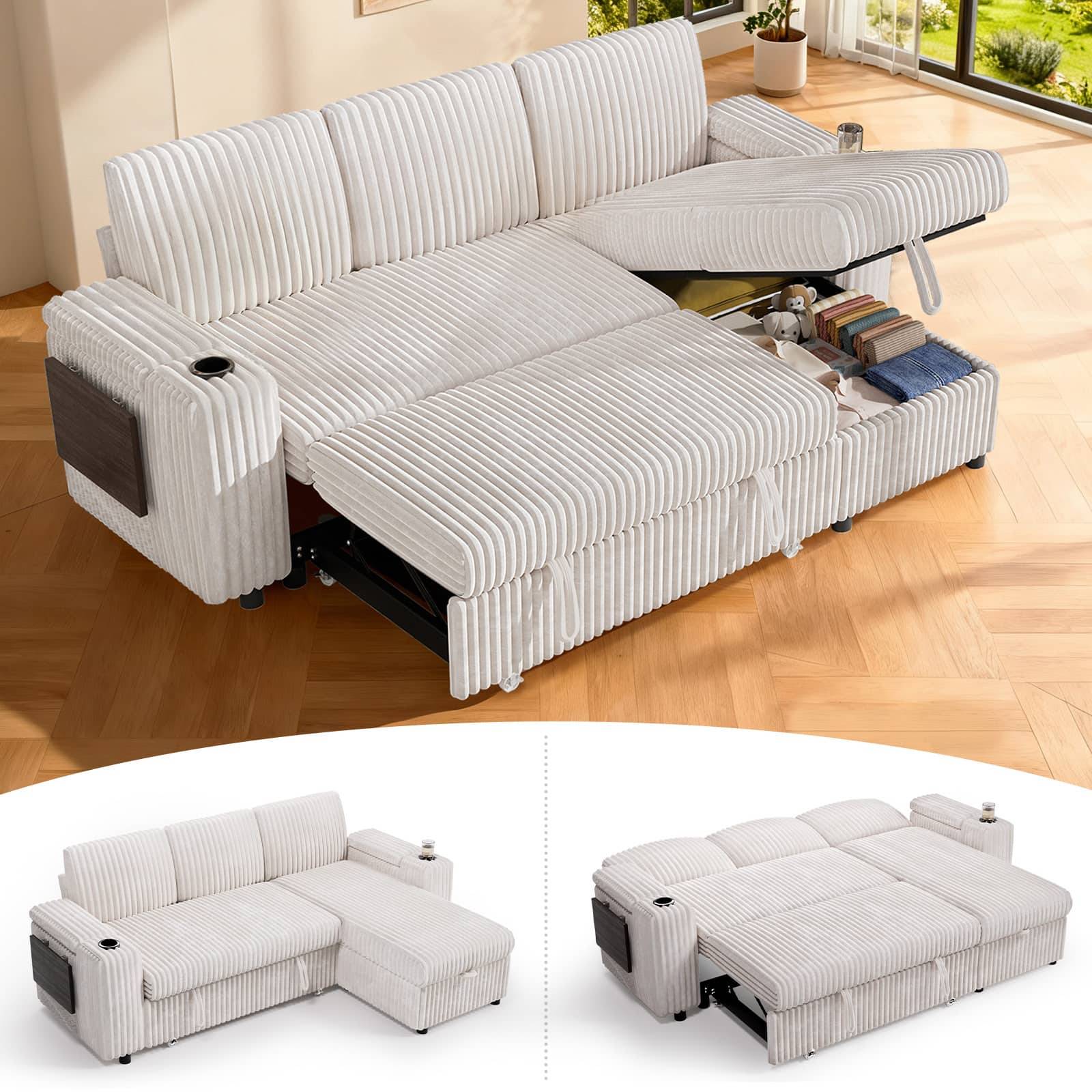 Sectional sofas with sleeper Dyonery 85 Inch Modular Sectional Sleeper Sofa