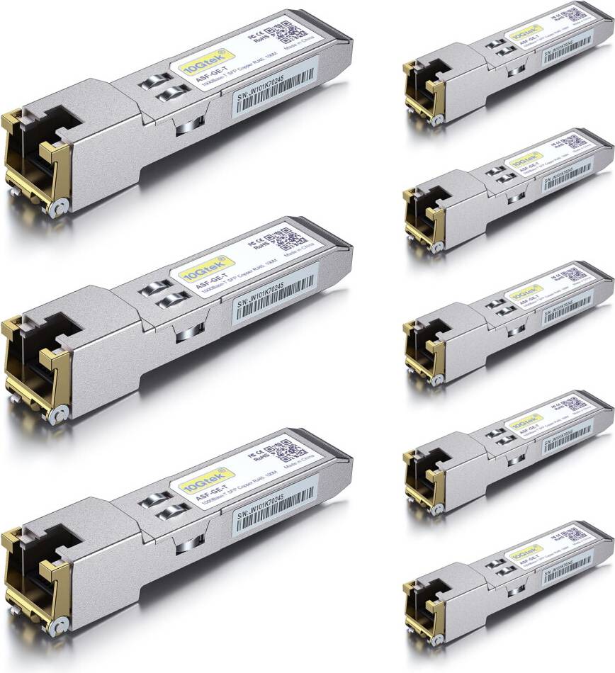 10Gtek 1G SFP to RJ45 Mini-Gbic Module 8 Pack