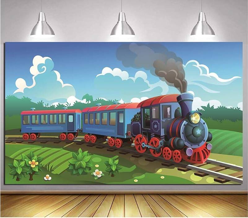 Stream Train Party Theme Backdrop