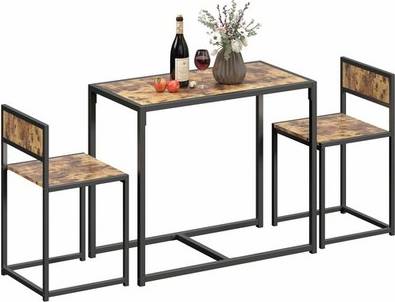 Homcom 3 Piece Table Rustic Brown Dining Set