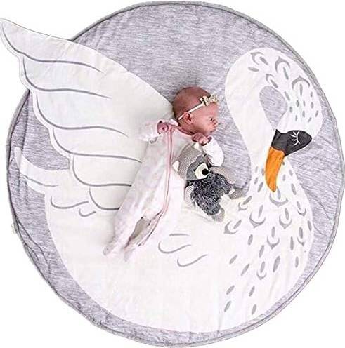 Reversible Round Kids' Rug - Swan Design