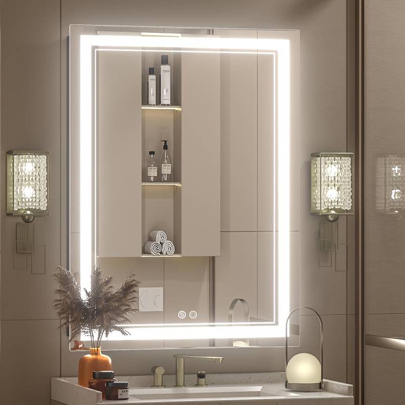 Bathroom mirror with led lights Temu Smart LED Bathroom Mirror With Lights