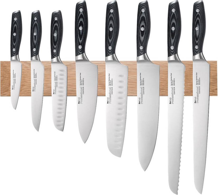 8 Piece Knife Set Magnetic Oak Rack