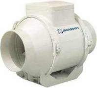 Monsoon Mixed Flow In-Line Fan 100mm