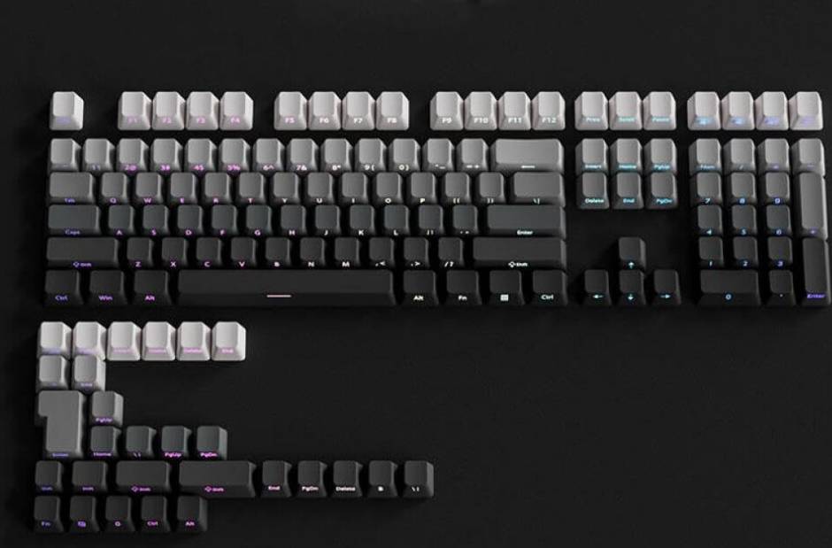 Gradient Gray RGB Backlit PBT Double Shot Keycaps