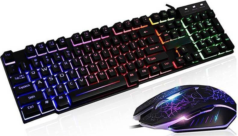 Gaming keyboard and mouse Gaming Keyboard Mouse Set Rainbow LED USB