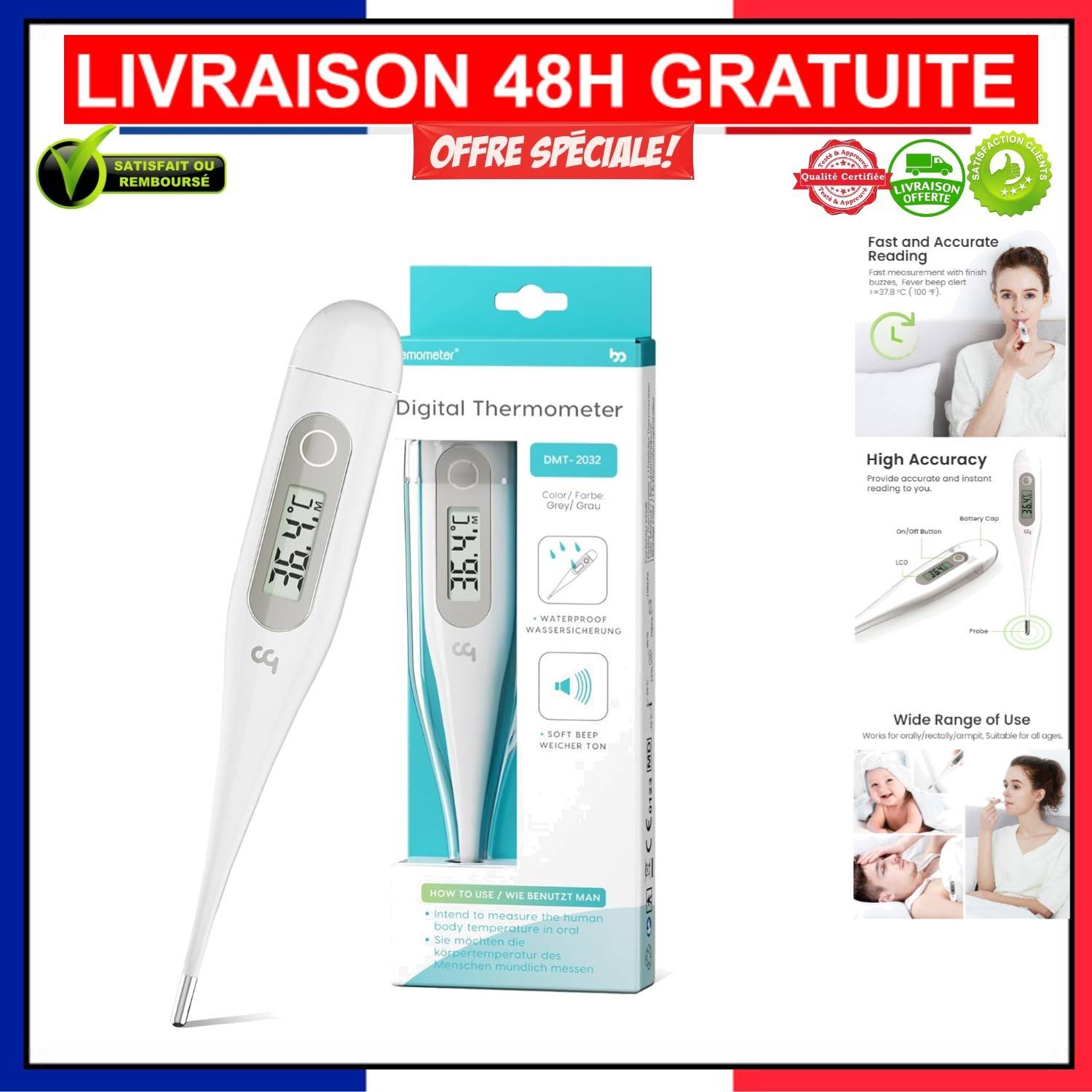 Femometer Oral Digital Thermometer Fast Switchable