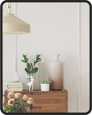 Homcom Rectangular With Metal Frame Black Wall Mirror