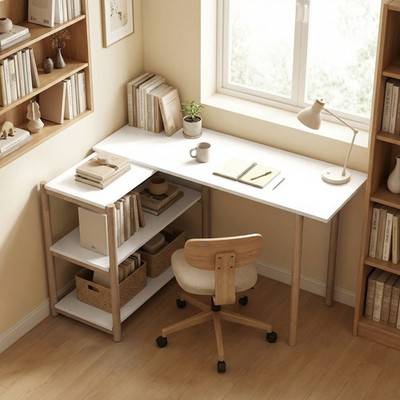 Homcom Computer Desk with Storage Bamboo Frame Skrivebord