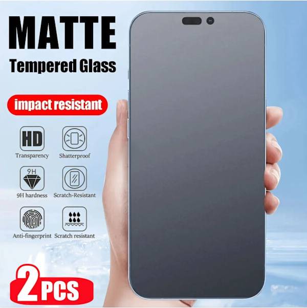 2PCS Matte HD Tempered Glass Screen Protector
