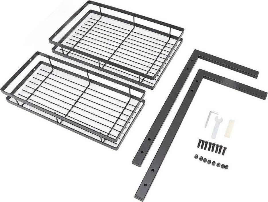 Kikidex Spice Rack Black Double Layer Design
