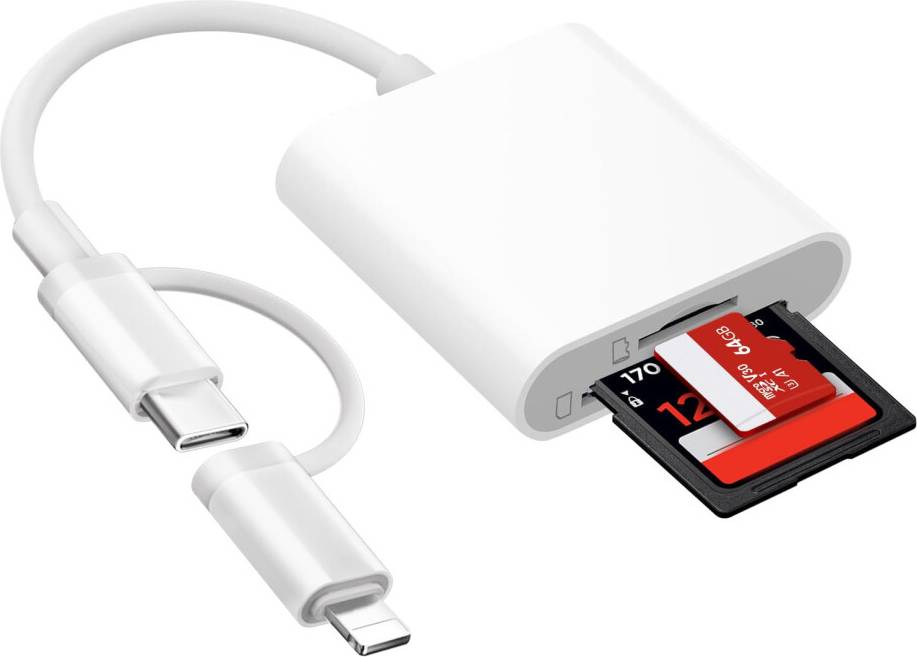 iPhone SD Card Reader Plug Play Adapter