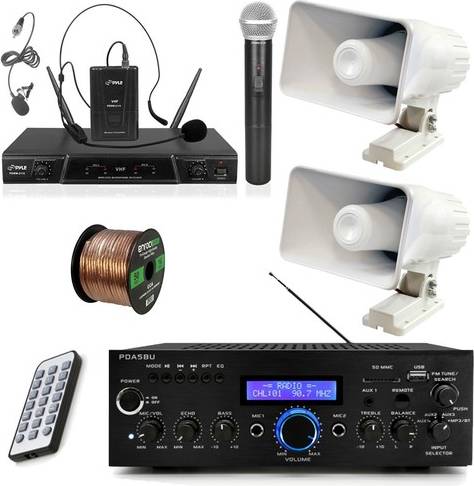 Bluetooth stereo receiver Pyle Bluetooth Stereo Receiver Wireless Microphone Set