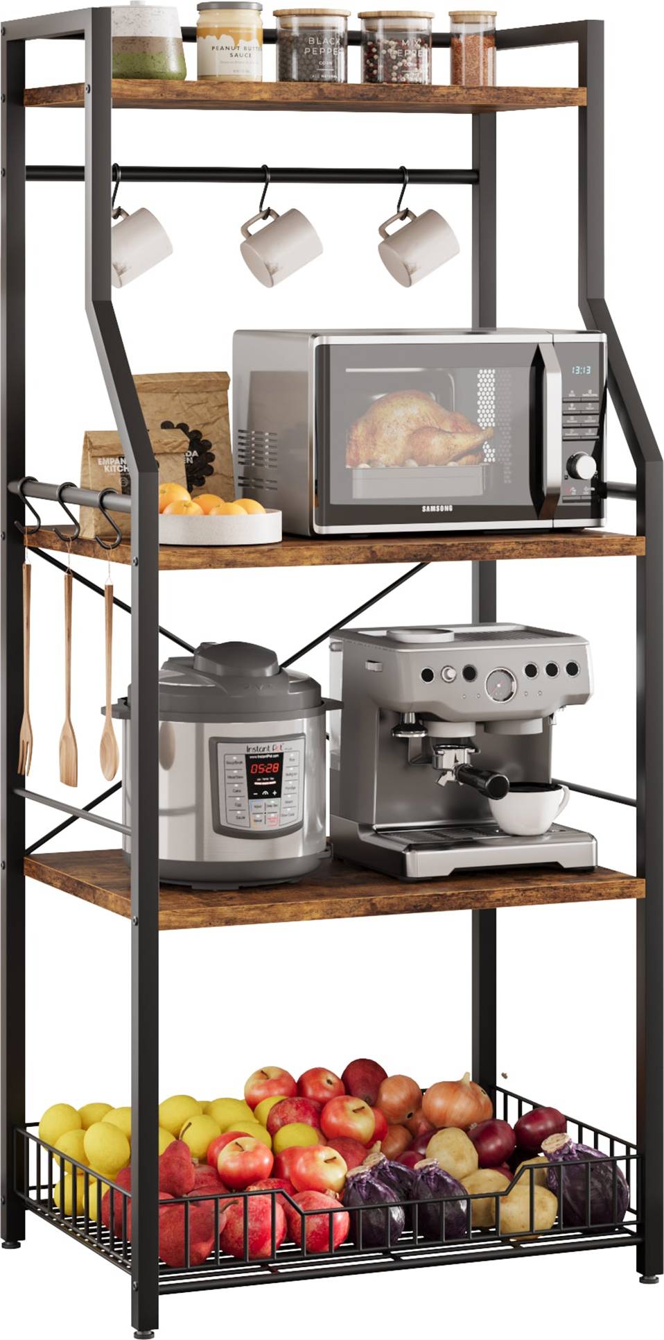 Garvee Kitchen Bakers Rack with Wire Basket