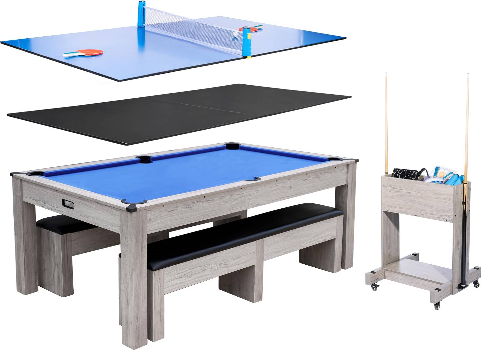 Dining pool table Garvee 7FT 3-In-1 Pool Table with Dining Top