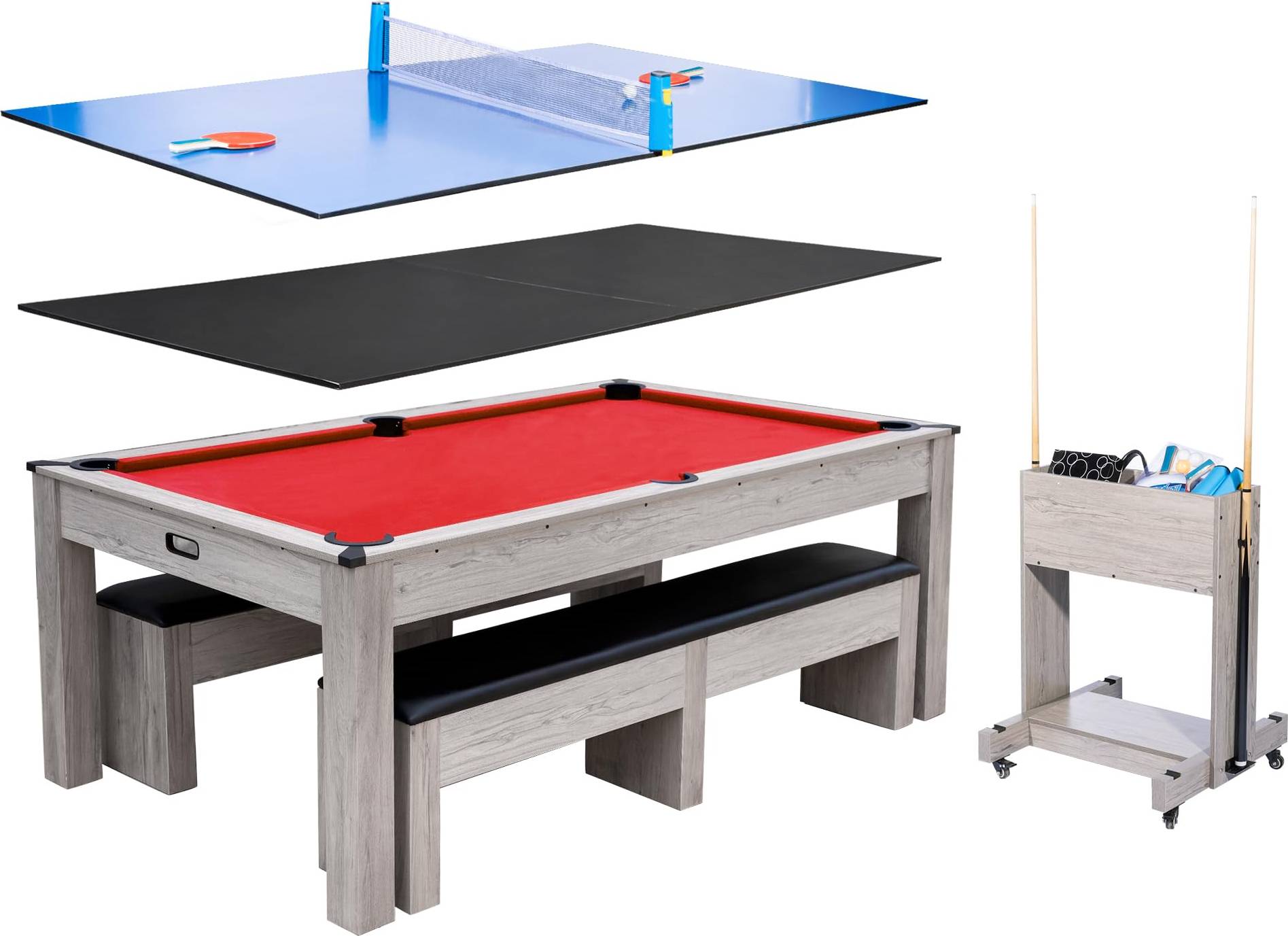 Dining pool table Garvee 7FT 3-In-1 Pool Table with Dining Top
