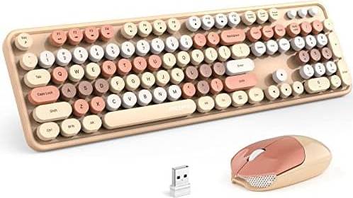 Wireless Keyboard Mouse Combo 2.4GHz Retro