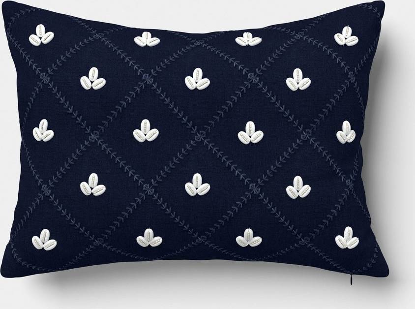 Embellished Shell Navy Lumbar