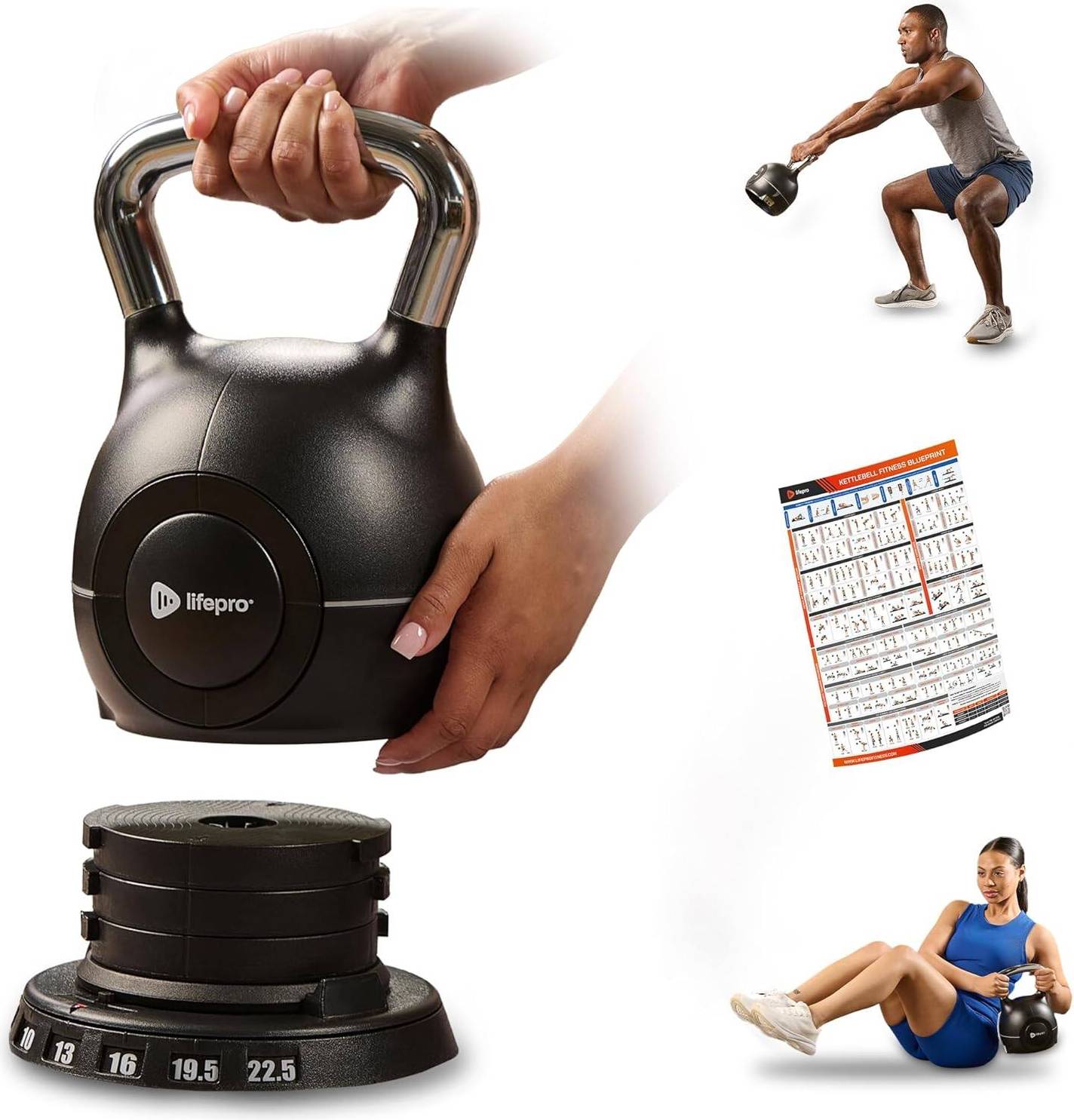 Adjustable weight set LifePro Adjustable Kettlebell Training Weight Set