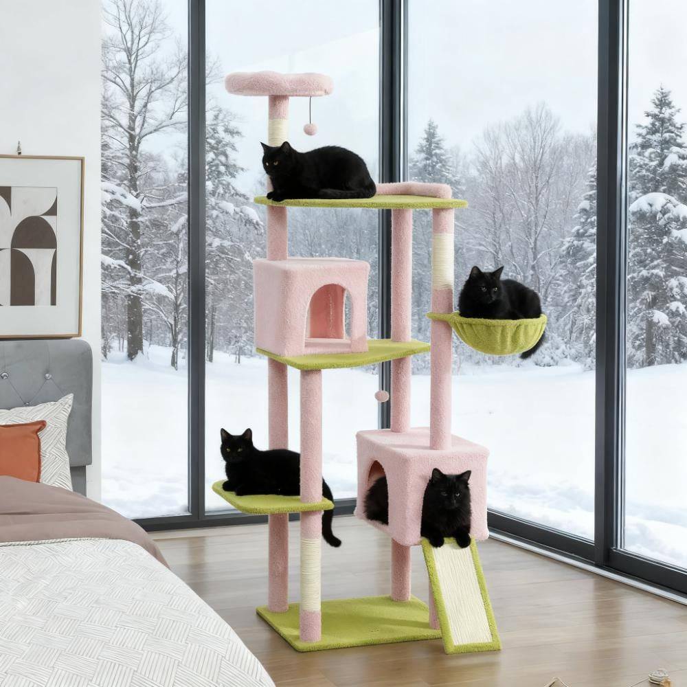 Large cat cat tree LOVMOR Large Cat Tower 74 Inch Flower Cat Tree