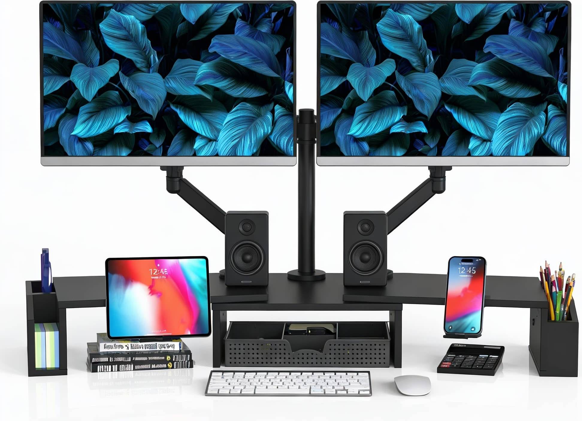 Monitor riser Dual Monitor Stand Riser Black