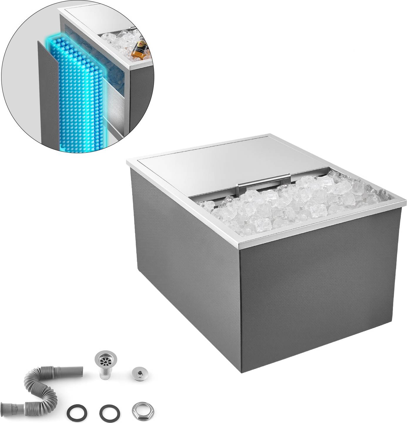 Ice chest VEVOR Drop In Ice Chest Stainless Steel