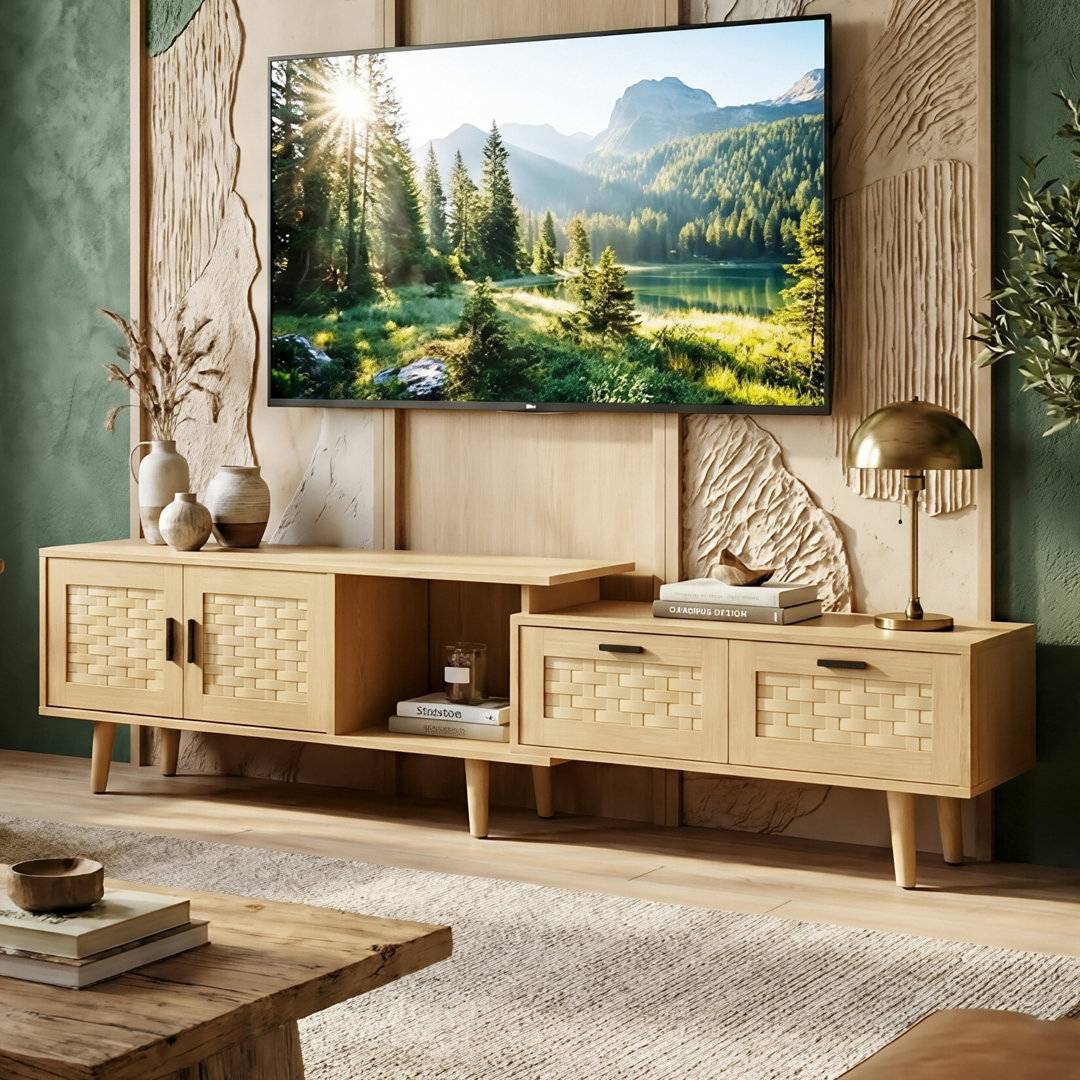 Bloomsbury Market Extendable Rattan Effect Stand 75 Inch TV Bench