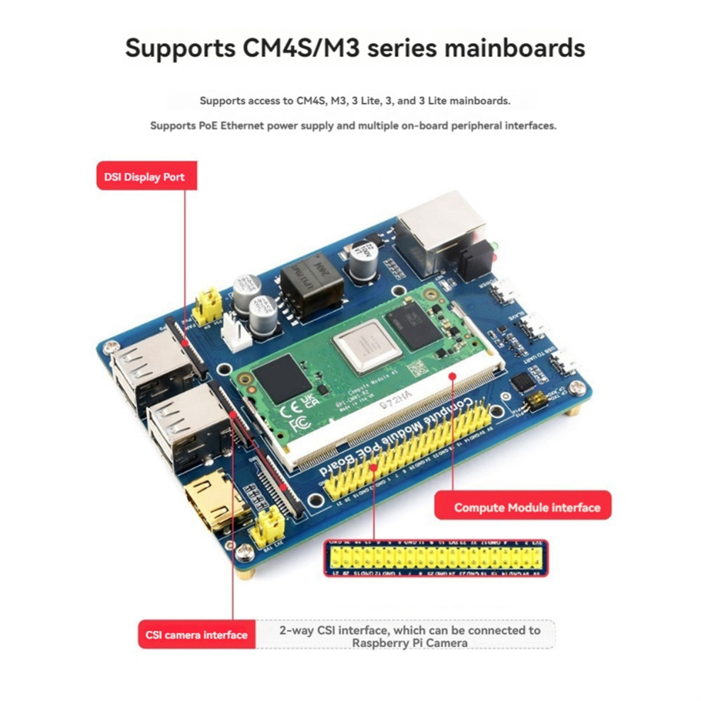 Compute Module PoE Board Case Fan Kit CM4S EU Plug