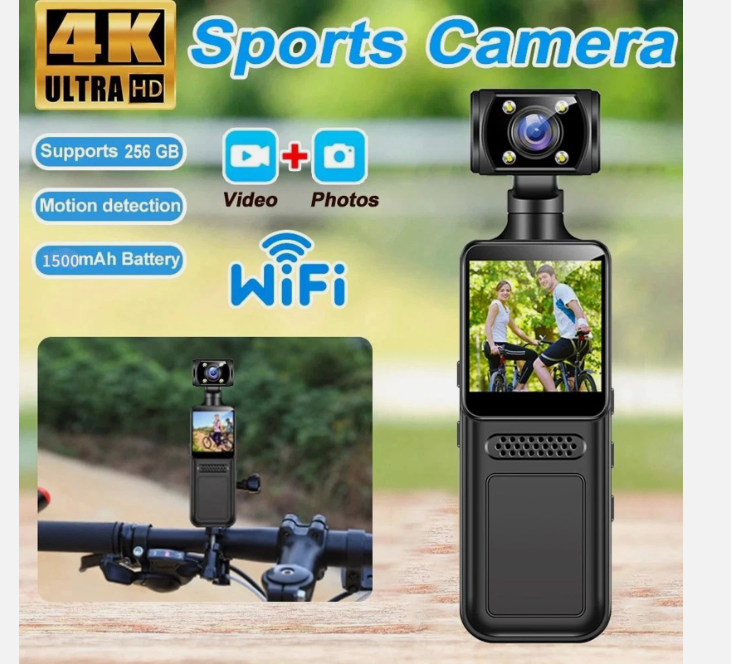 4K HD Pocket Action Camera 180° Rotation WiFi