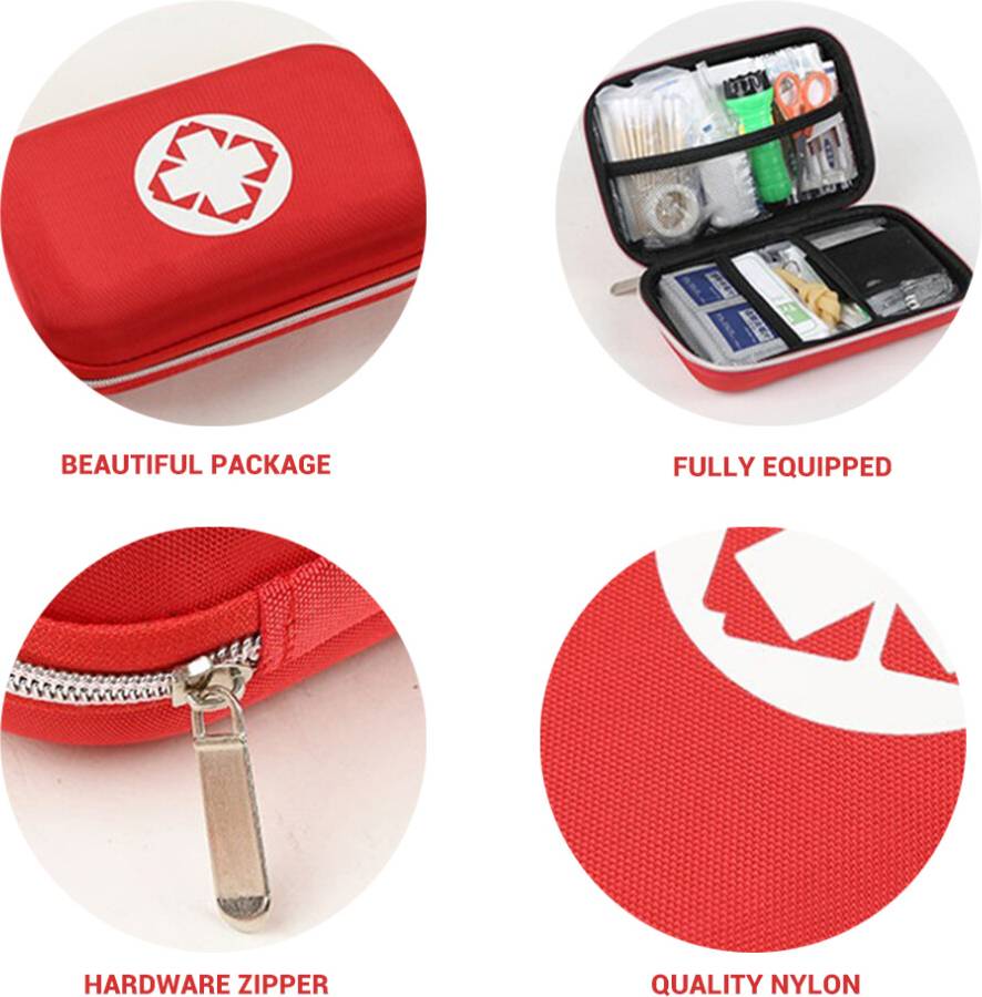 Portable First Aid Kit Case - Red