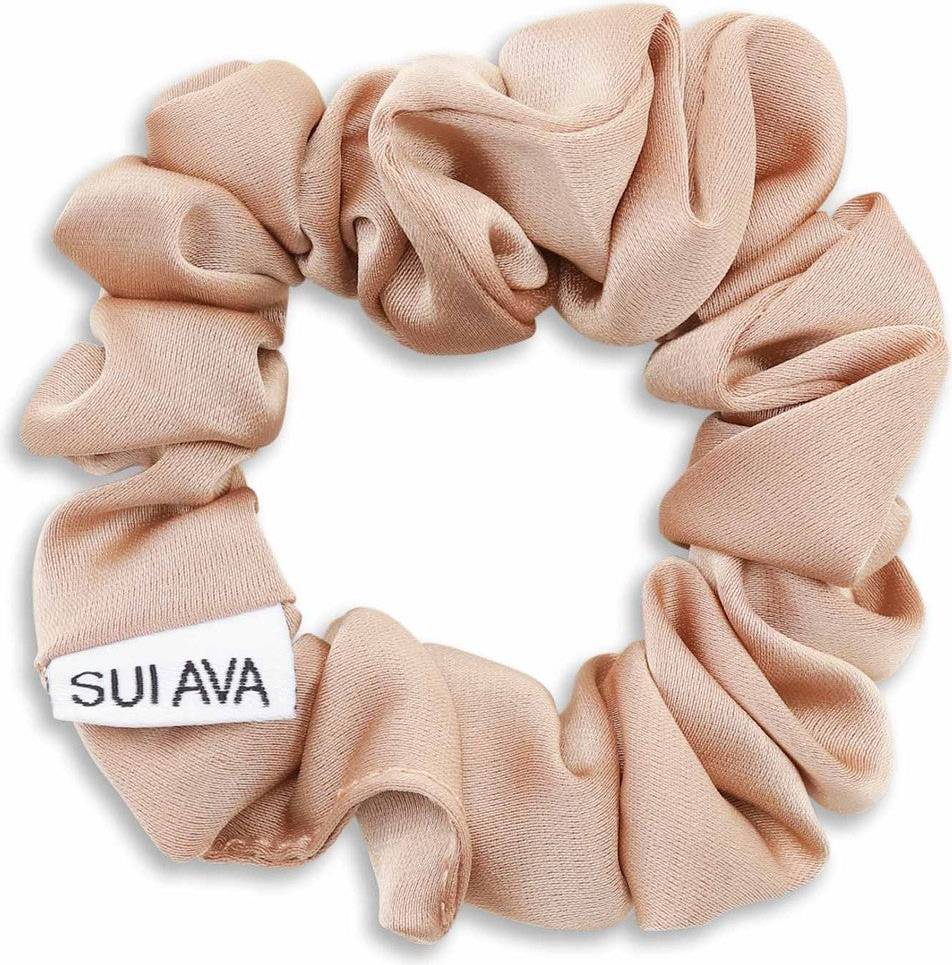 Sui Ava Ruched Ribbon Scrunchie Almond Beige