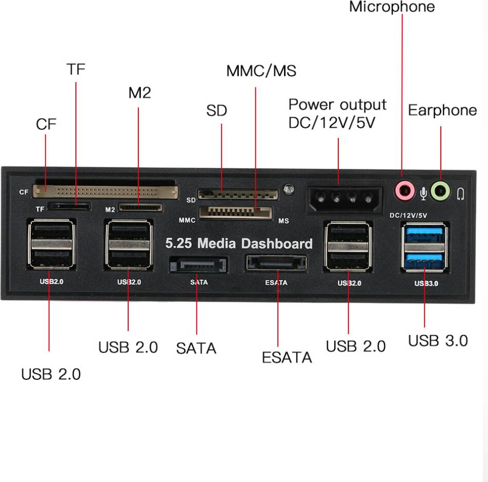 Multi usb port Multi-Function USB 3.0 Hub eSATA SATA Port Card Reader