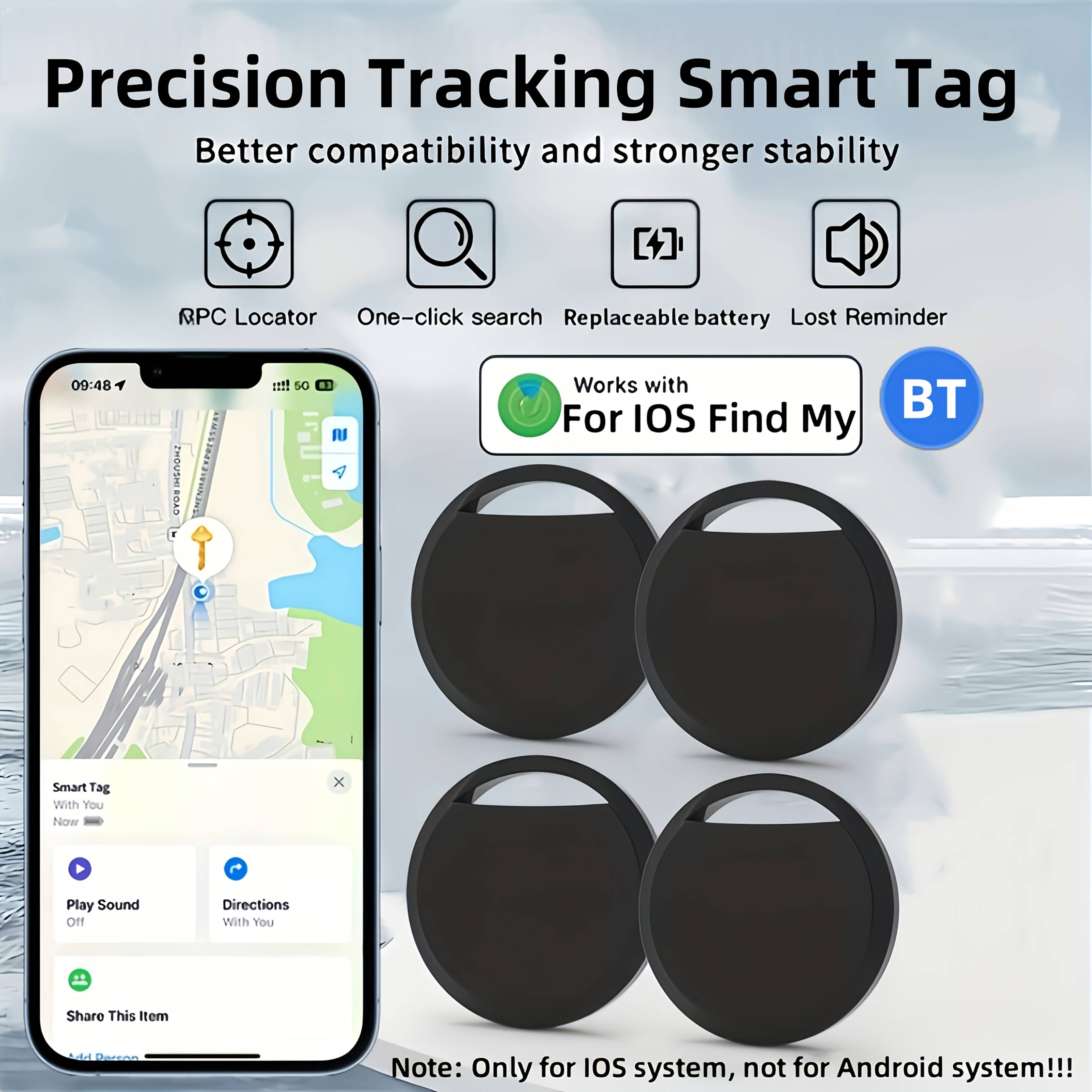 Temu 4pcs Wireless Smart Tag Key Finder