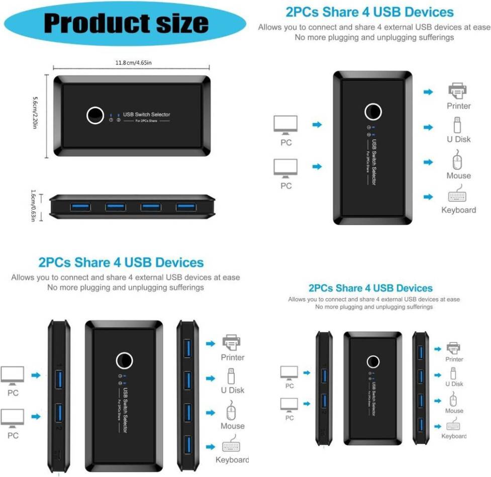 USB Switcher Selector Hub Adapter