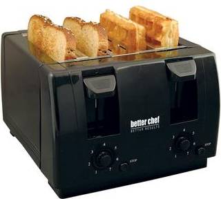 Black toaster 4 slice Better Chef 4 Slice Dual Use Easy Dial Control Toaster